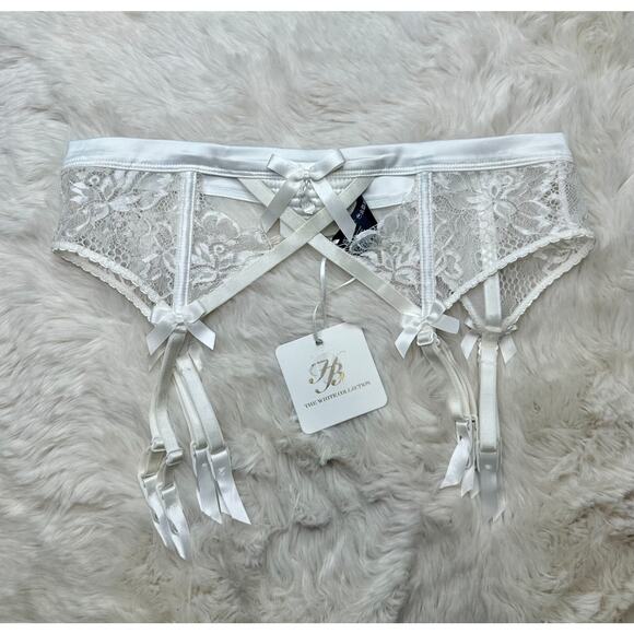 Honey Birdette JESSE JANE🤍 Ivory White Floral Garter Medium - Picture 1 of 3